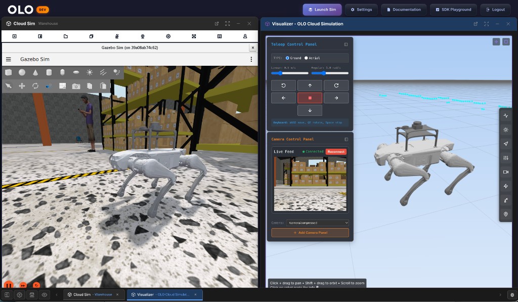 Gazebo sim and Visualizer with Lite3 quadruped