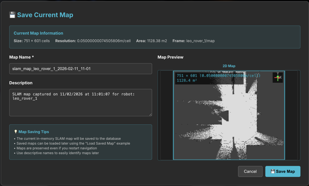Save map dialog