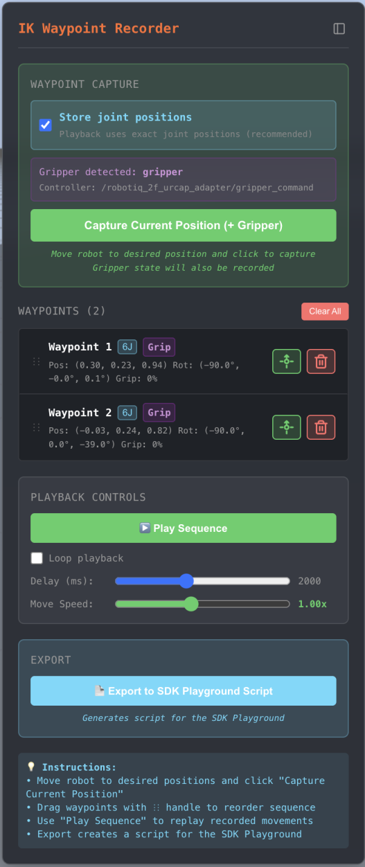 Camera Control panel