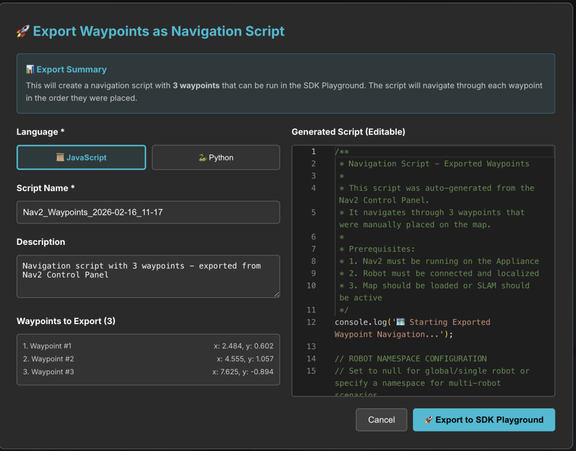 Script loaded in Code Editor