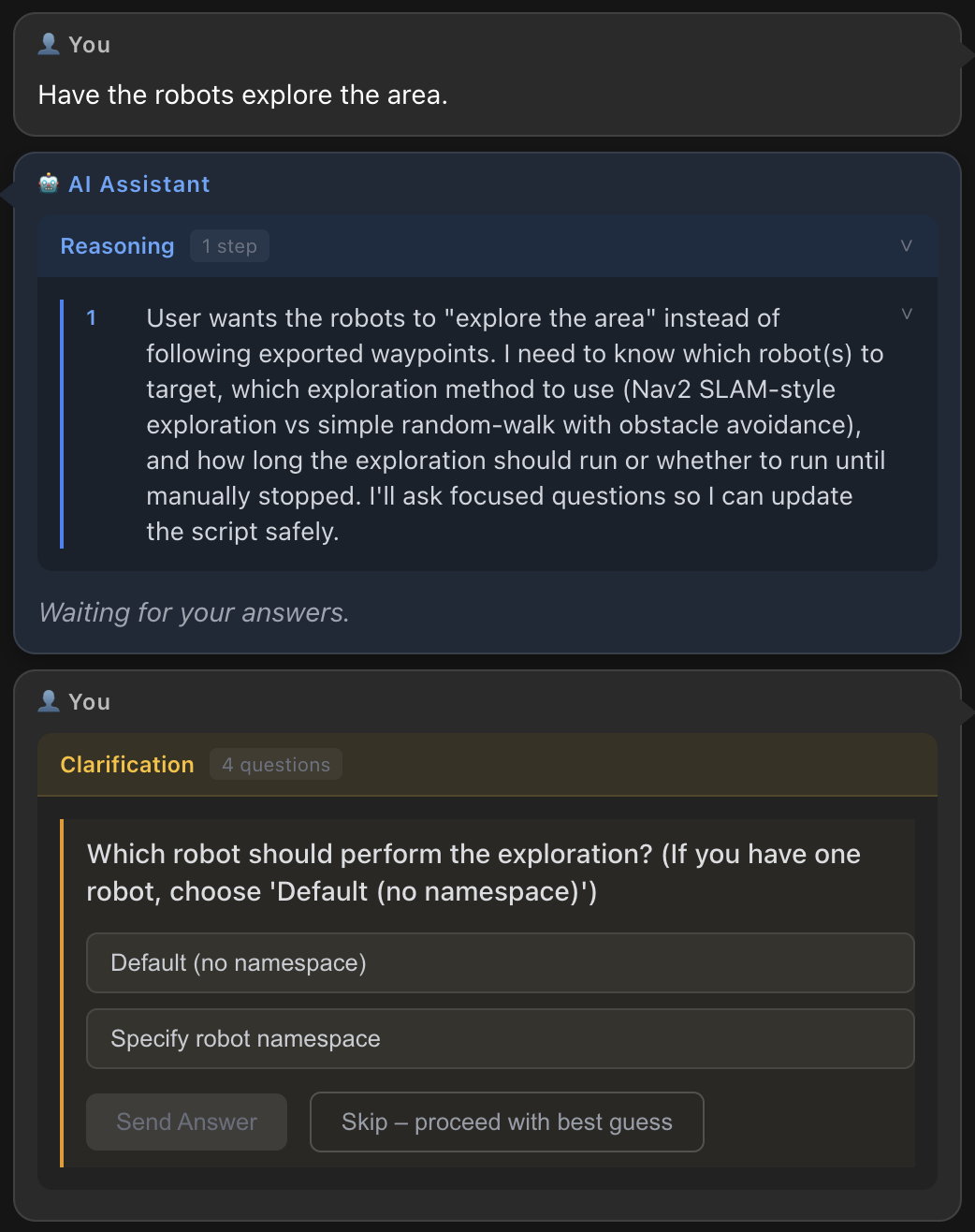 Accept changes and execute