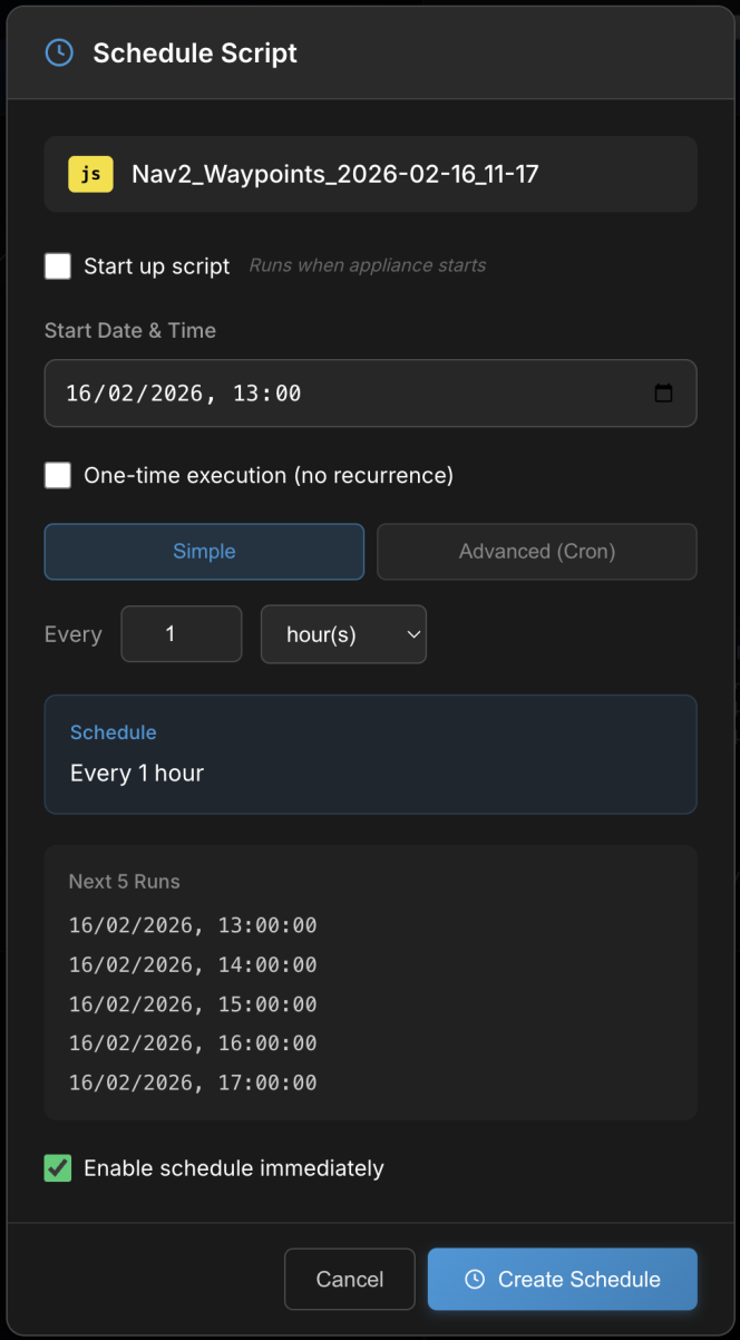 Scheduled job in Automation panel